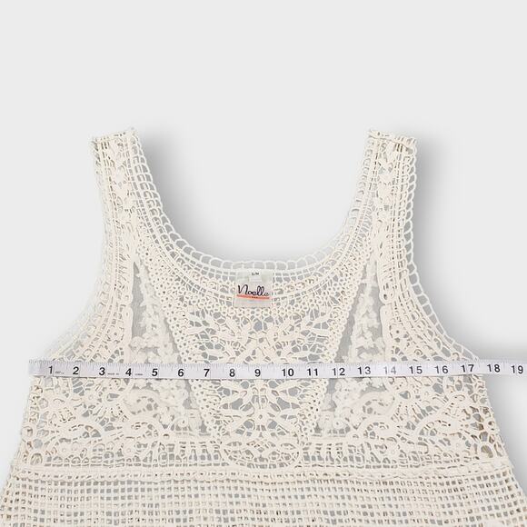 Noelle Crochet Floral Lace Layered Tank Top Cream Sz S/M Boho Western Festival - Picture 10 of 12